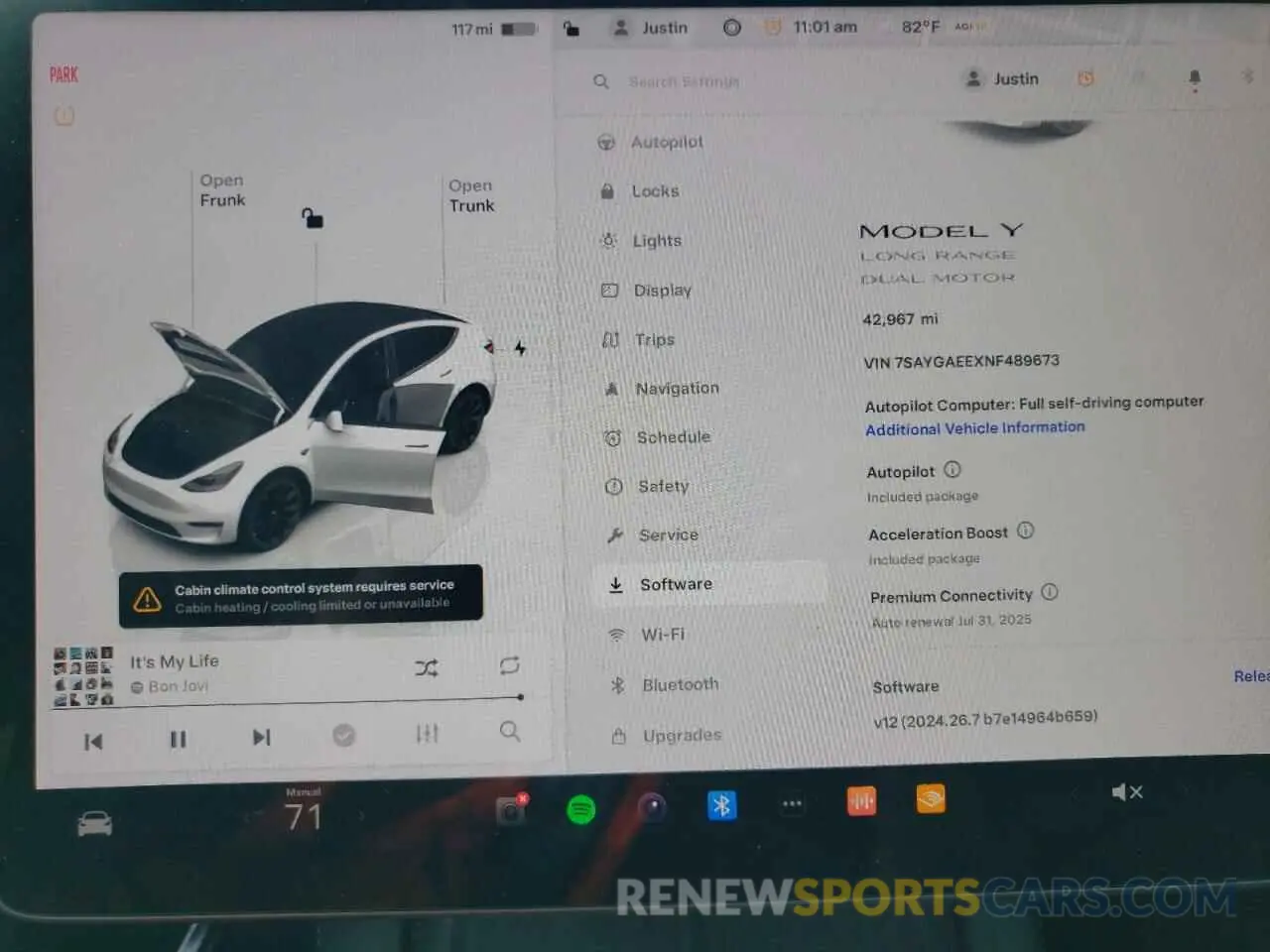 9 Photograph of a damaged car 7SAYGAEEXNF489673 TESLA MODEL Y 2022