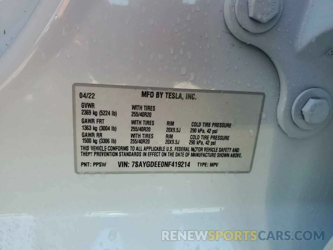 12 Photograph of a damaged car 7SAYGDEE0NF419214 TESLA MODEL Y 2022