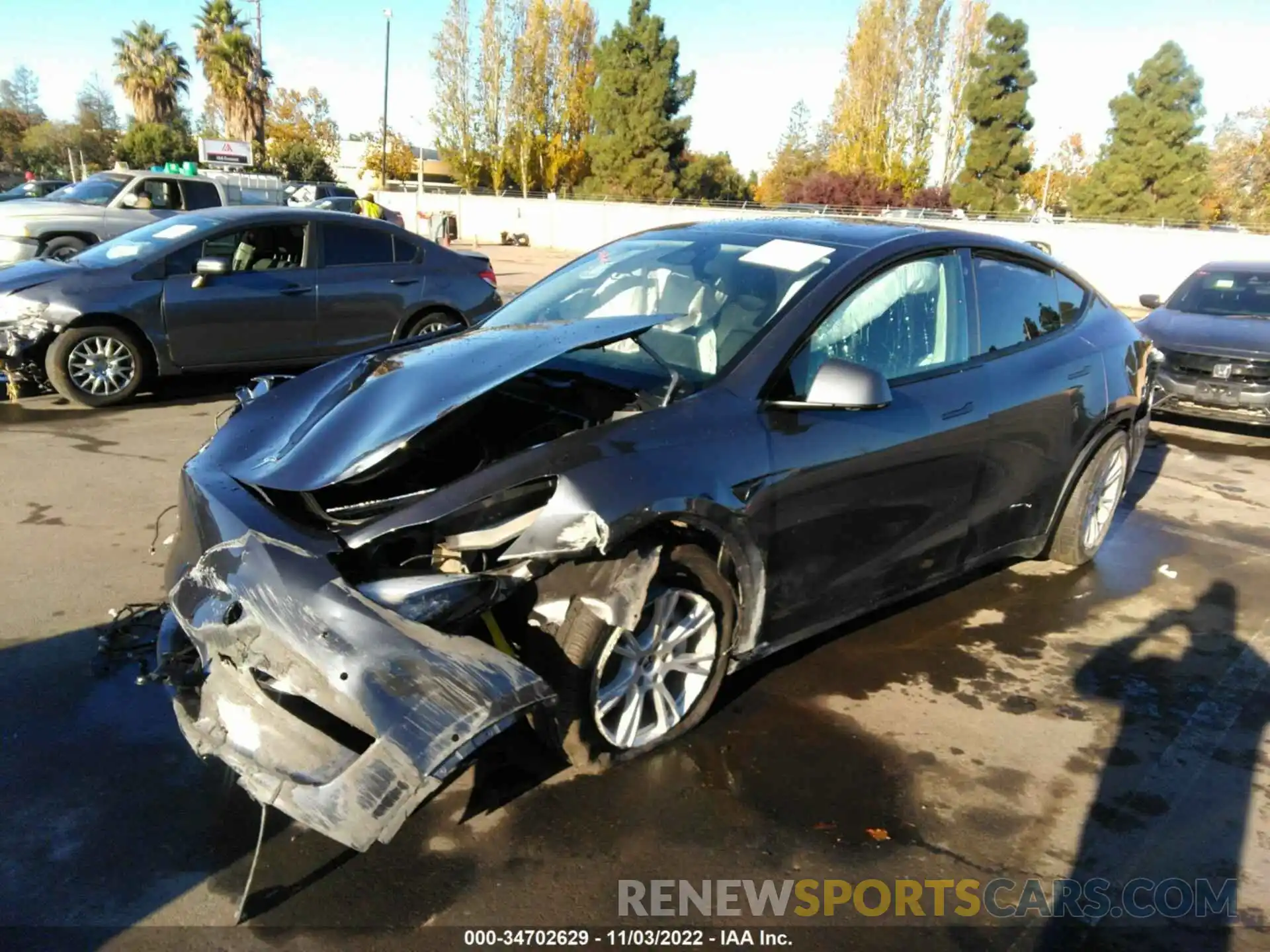 2 Photograph of a damaged car 7SAYGDEE0NF506689 TESLA MODEL Y 2022