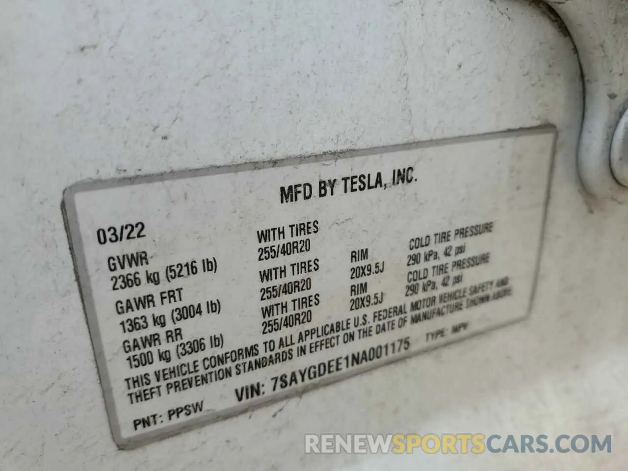 14 Photograph of a damaged car 7SAYGDEE1NA001175 TESLA MODEL Y 2022