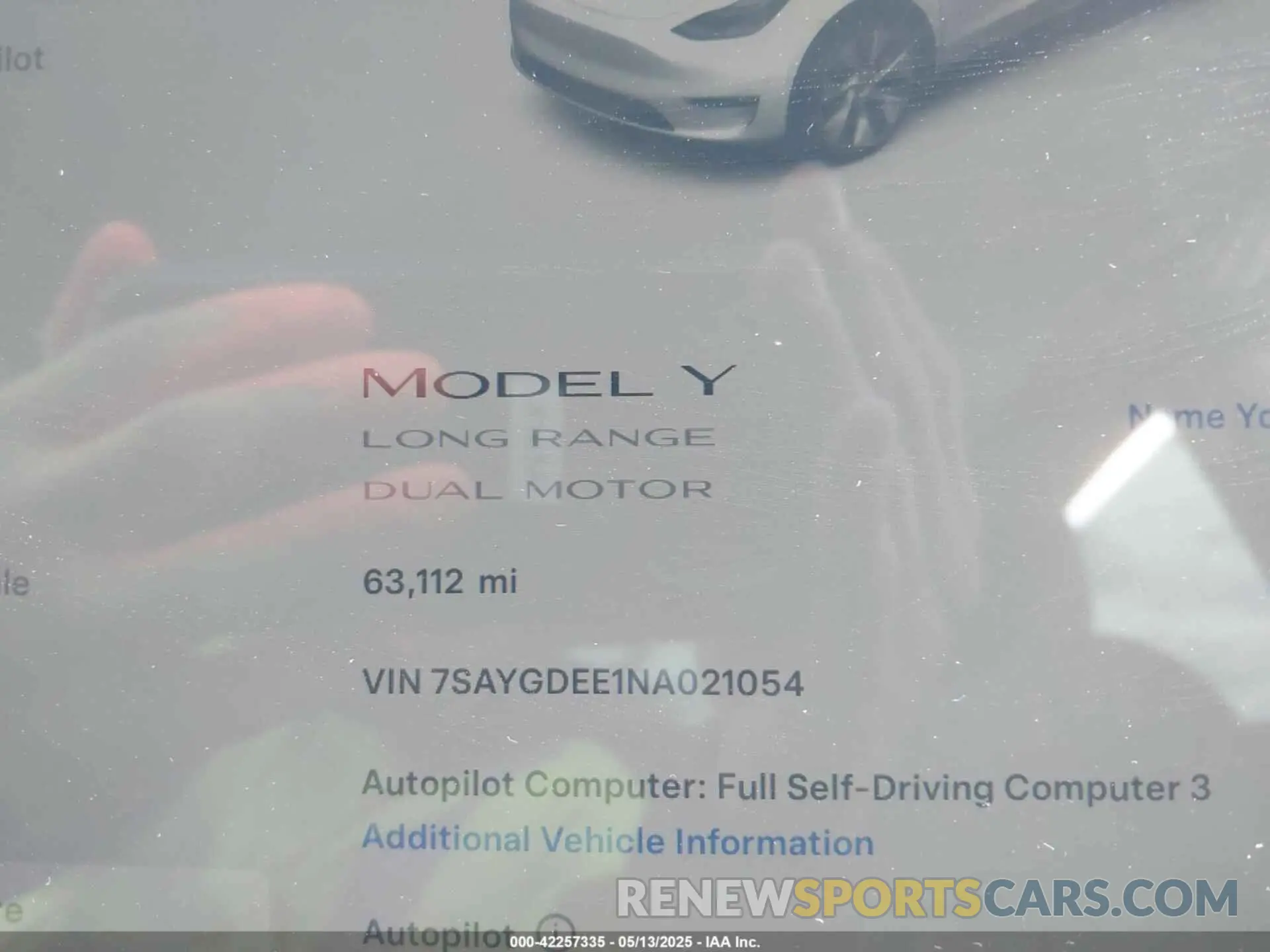 7 Photograph of a damaged car 7SAYGDEE1NA021054 TESLA MODEL Y 2022
