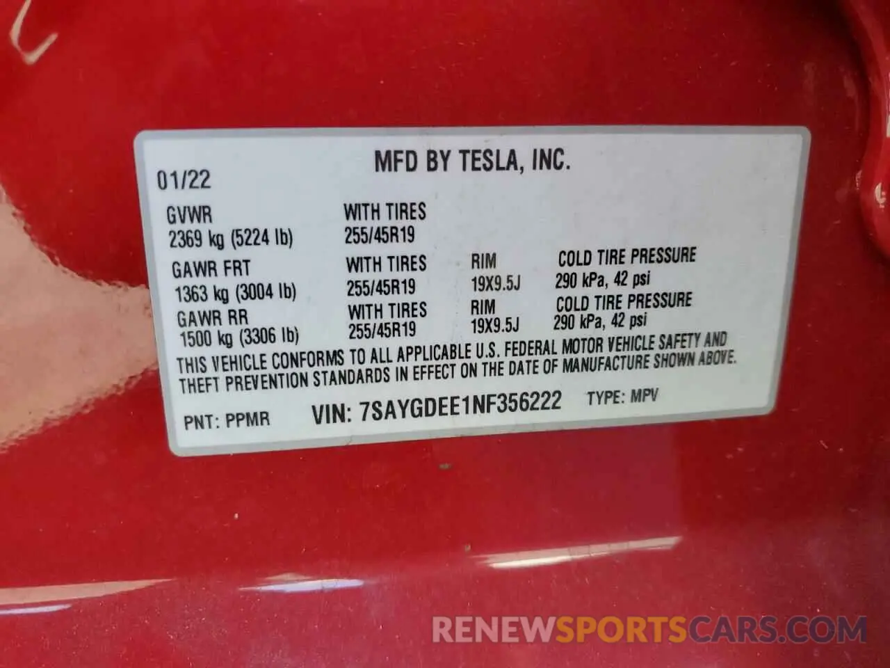 13 Photograph of a damaged car 7SAYGDEE1NF356222 TESLA MODEL Y 2022