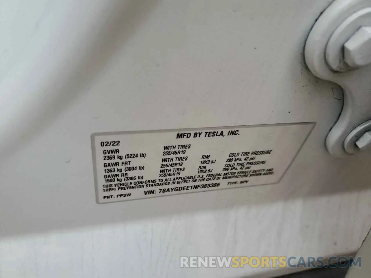 13 Photograph of a damaged car 7SAYGDEE1NF383386 TESLA MODEL Y 2022
