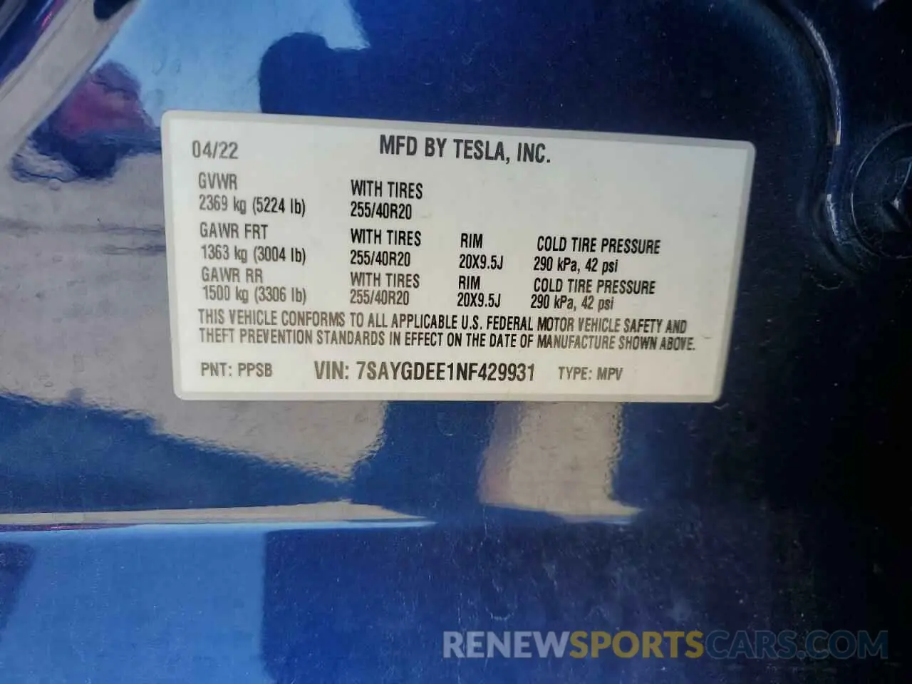 15 Photograph of a damaged car 7SAYGDEE1NF429931 TESLA MODEL Y 2022