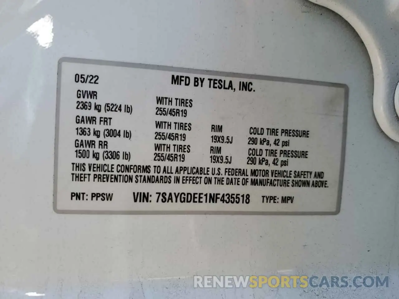 13 Photograph of a damaged car 7SAYGDEE1NF435518 TESLA MODEL Y 2022