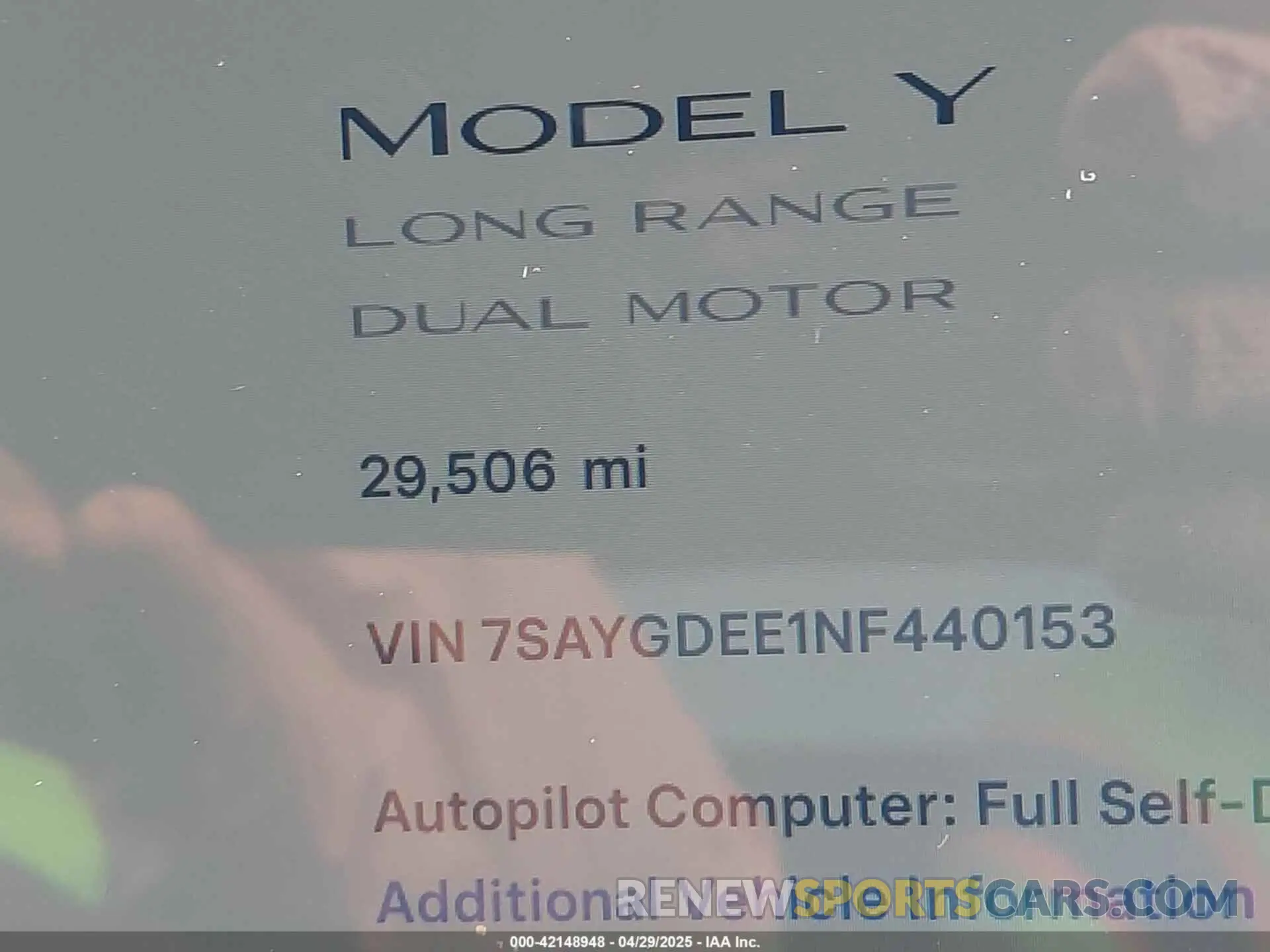 15 Photograph of a damaged car 7SAYGDEE1NF440153 TESLA MODEL Y 2022