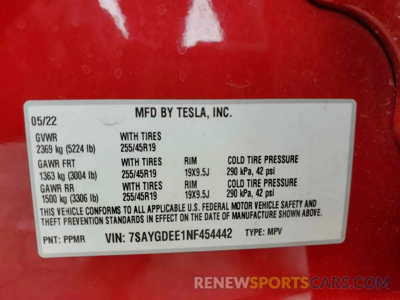 14 Photograph of a damaged car 7SAYGDEE1NF454442 TESLA MODEL Y 2022
