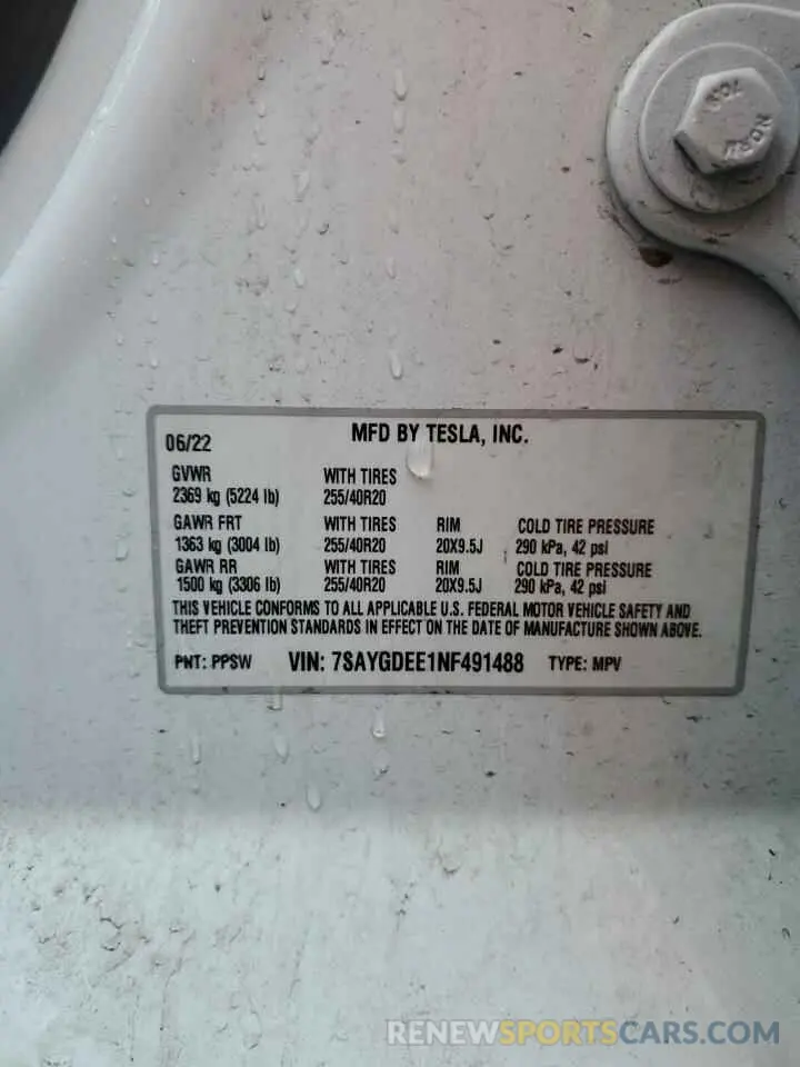 13 Photograph of a damaged car 7SAYGDEE1NF491488 TESLA MODEL Y 2022