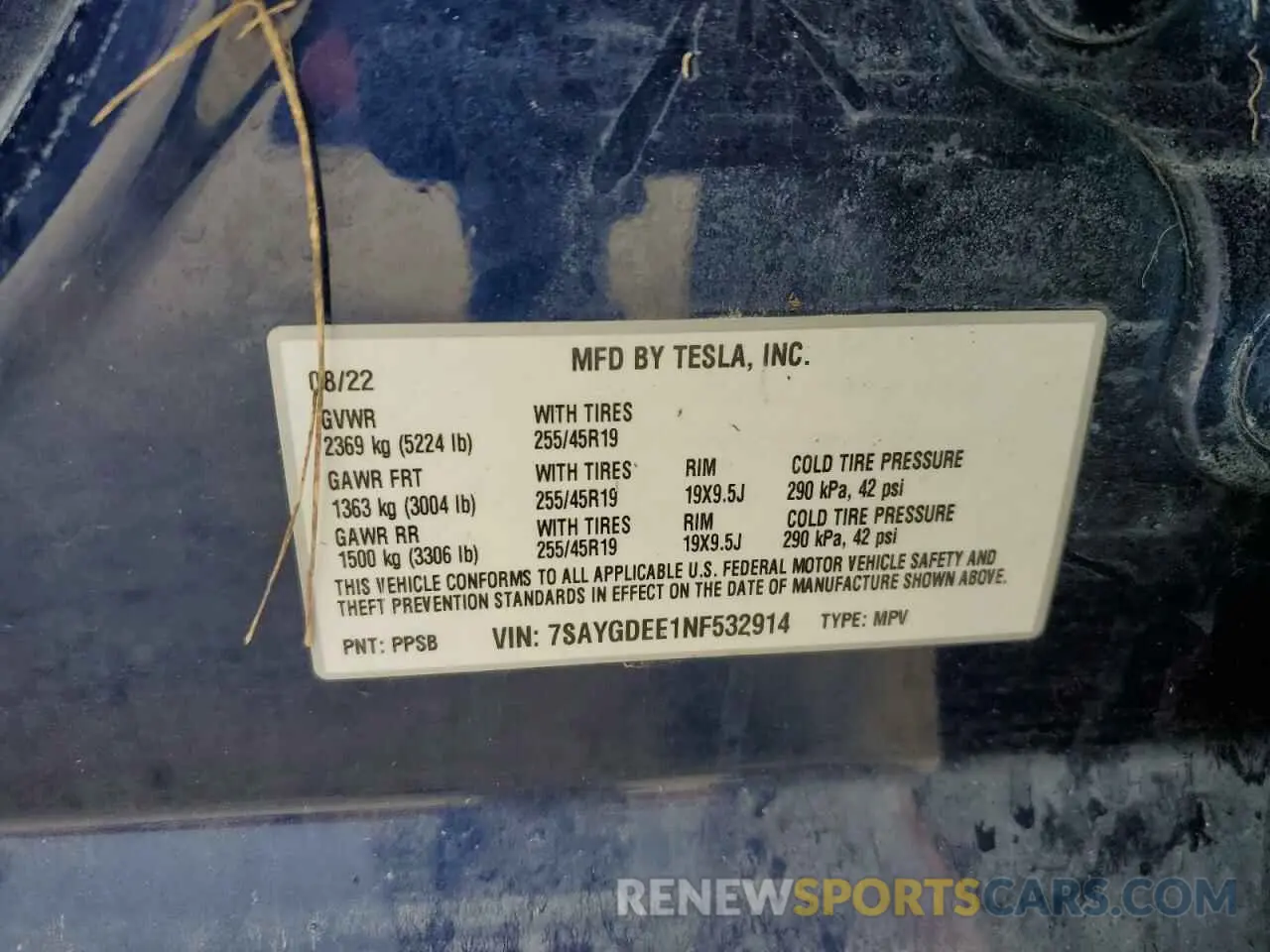 13 Photograph of a damaged car 7SAYGDEE1NF532914 TESLA MODEL Y 2022