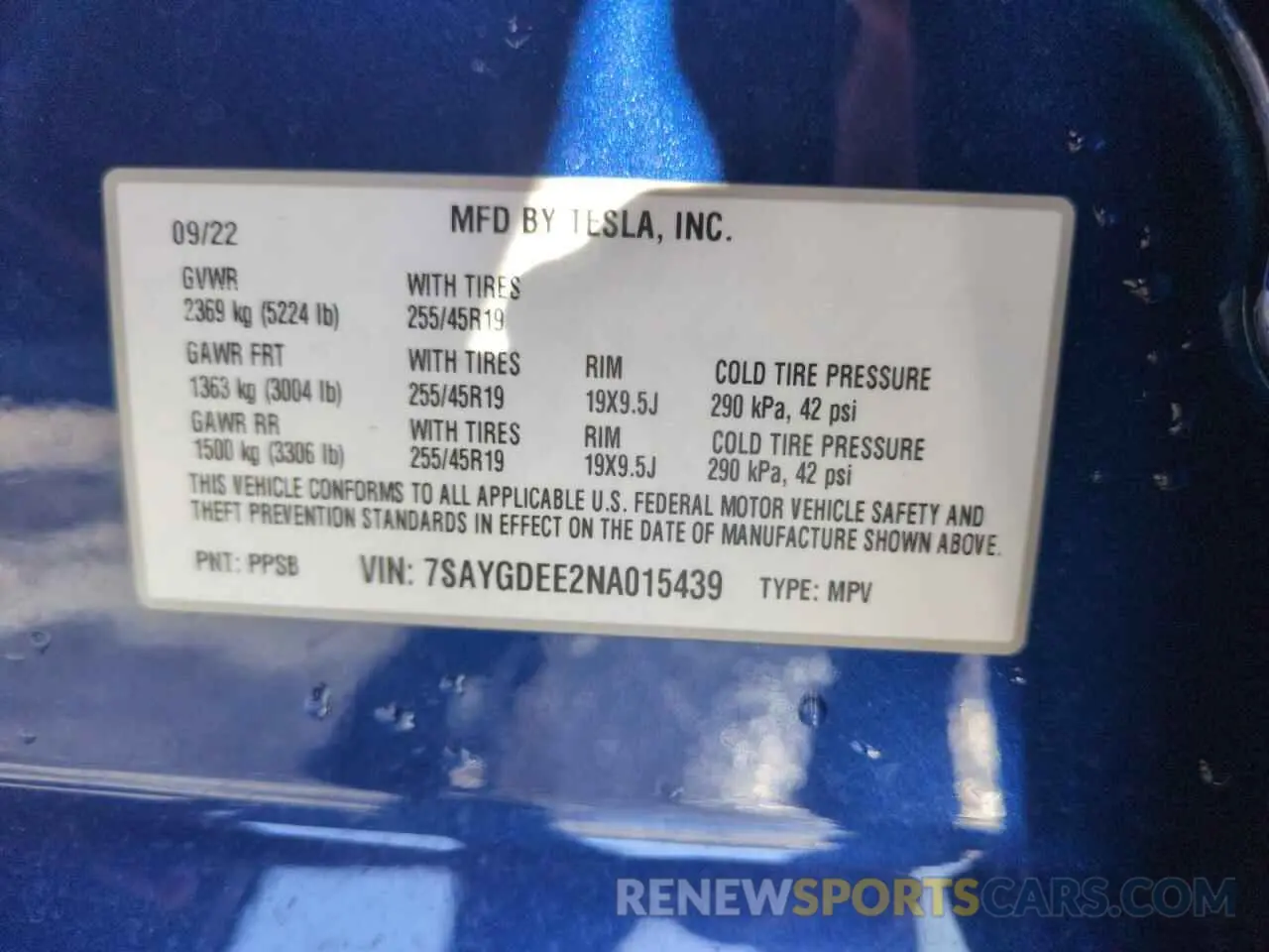 13 Photograph of a damaged car 7SAYGDEE2NA015439 TESLA MODEL Y 2022