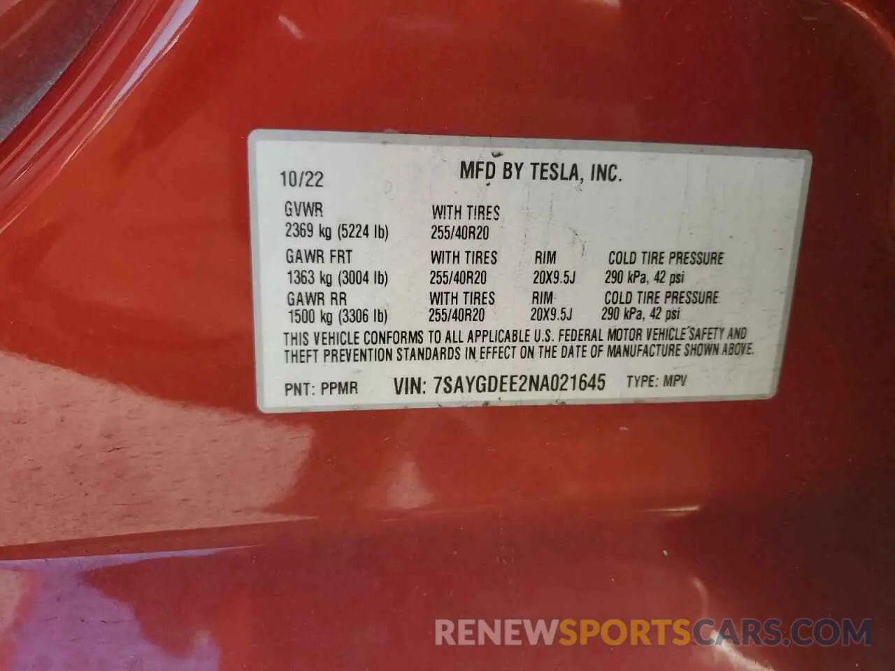 14 Photograph of a damaged car 7SAYGDEE2NA021645 TESLA MODEL Y 2022