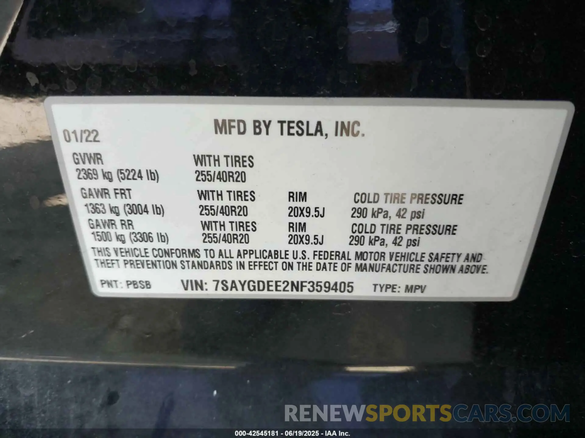 9 Photograph of a damaged car 7SAYGDEE2NF359405 TESLA MODEL Y 2022