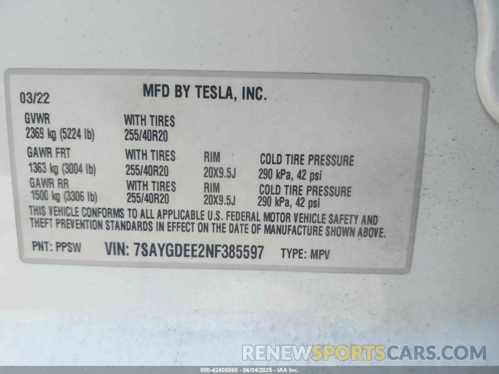 9 Photograph of a damaged car 7SAYGDEE2NF385597 TESLA MODEL Y 2022