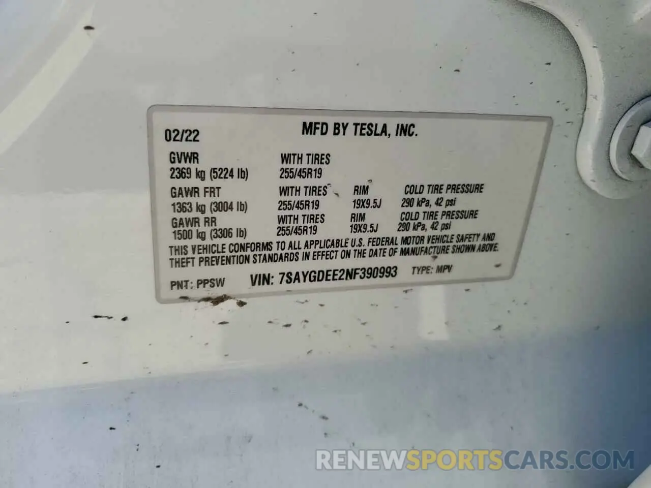 12 Photograph of a damaged car 7SAYGDEE2NF390993 TESLA MODEL Y 2022