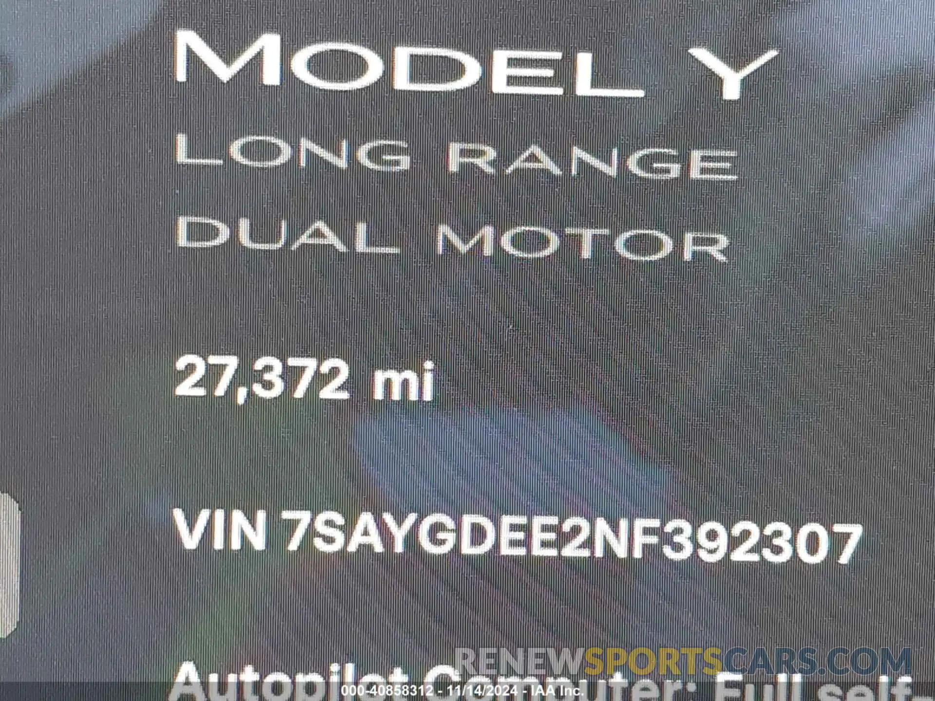 15 Photograph of a damaged car 7SAYGDEE2NF392307 TESLA MODEL Y 2022