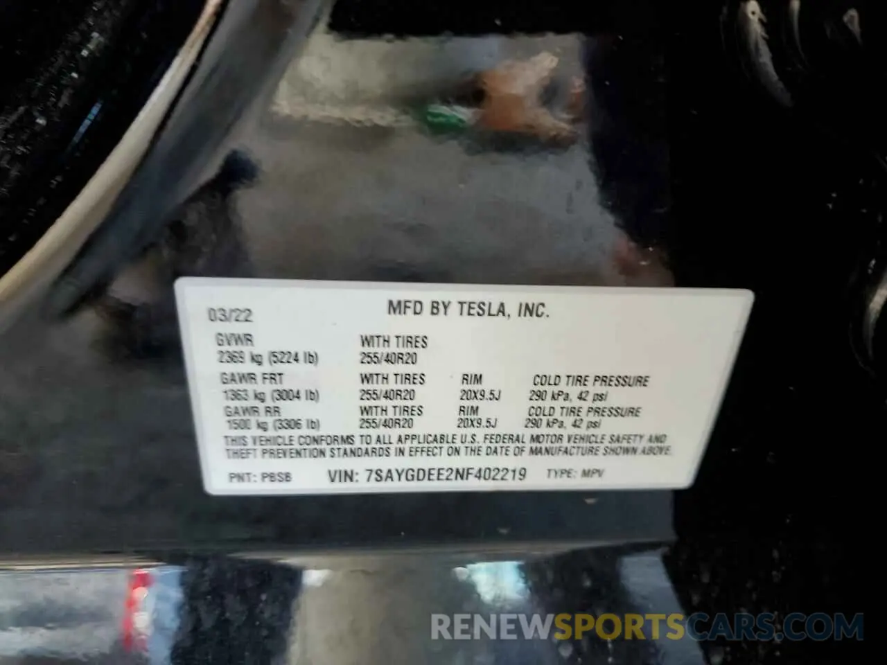 13 Photograph of a damaged car 7SAYGDEE2NF402219 TESLA MODEL Y 2022