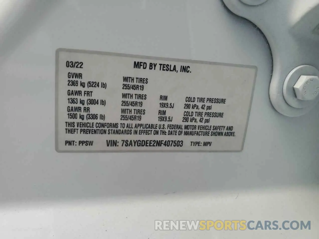 12 Photograph of a damaged car 7SAYGDEE2NF407503 TESLA MODEL Y 2022
