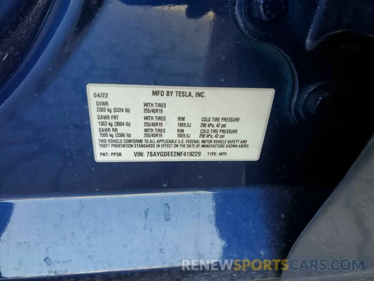 14 Photograph of a damaged car 7SAYGDEE2NF419229 TESLA MODEL Y 2022