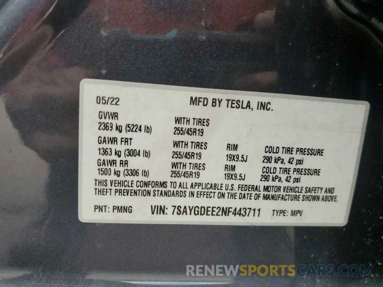 13 Photograph of a damaged car 7SAYGDEE2NF443711 TESLA MODEL Y 2022