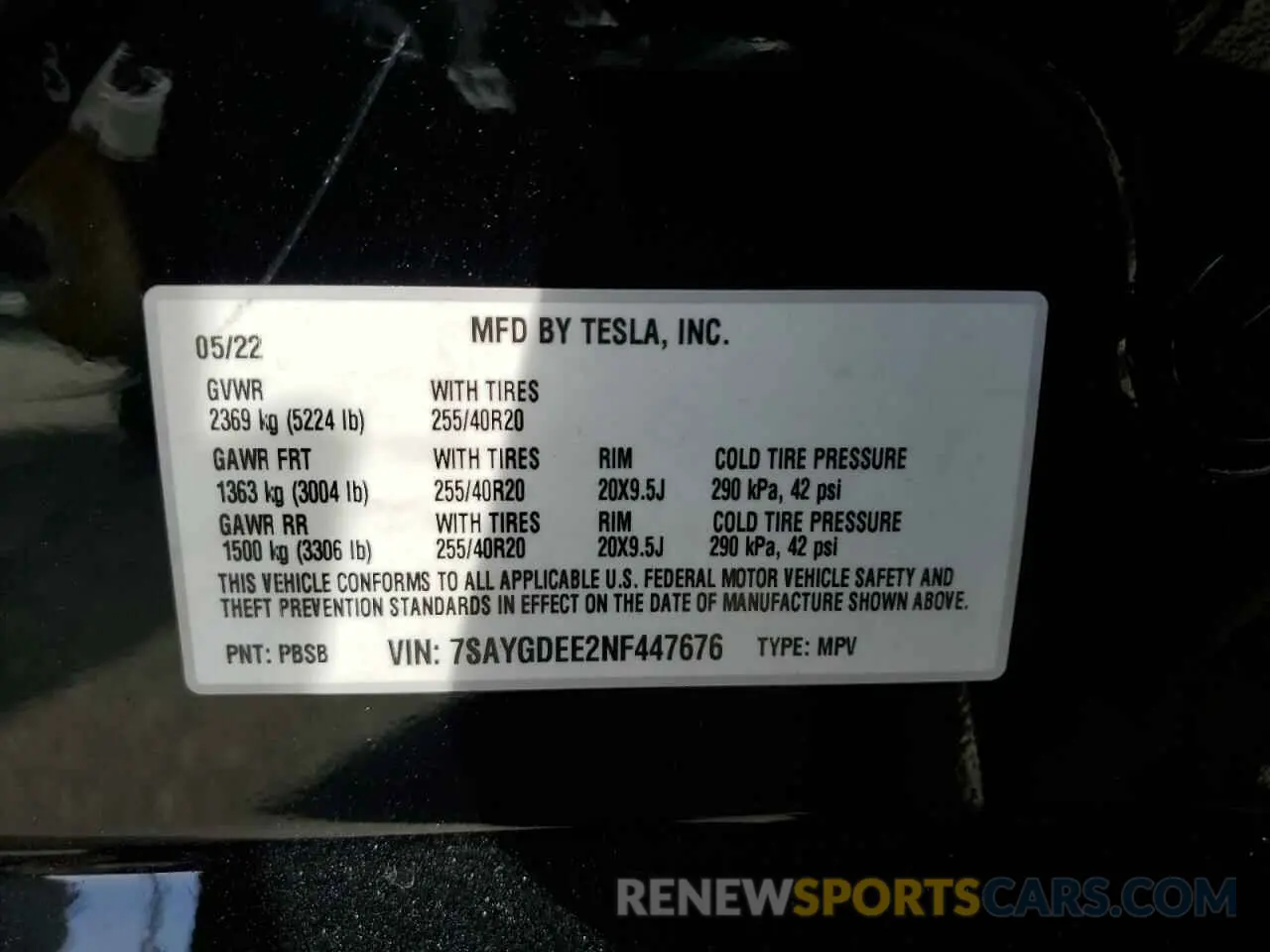 12 Photograph of a damaged car 7SAYGDEE2NF447676 TESLA MODEL Y 2022
