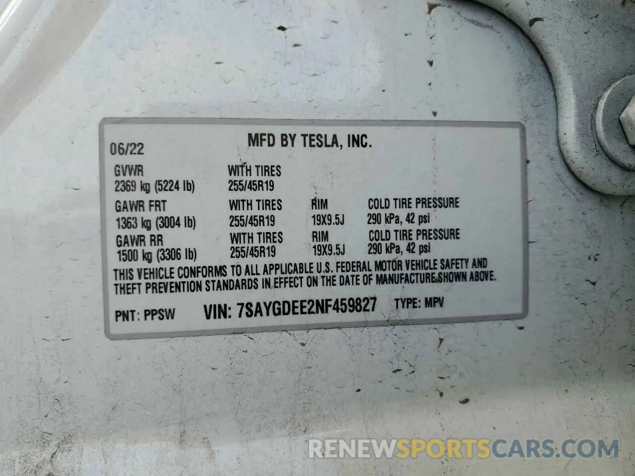 14 Photograph of a damaged car 7SAYGDEE2NF459827 TESLA MODEL Y 2022