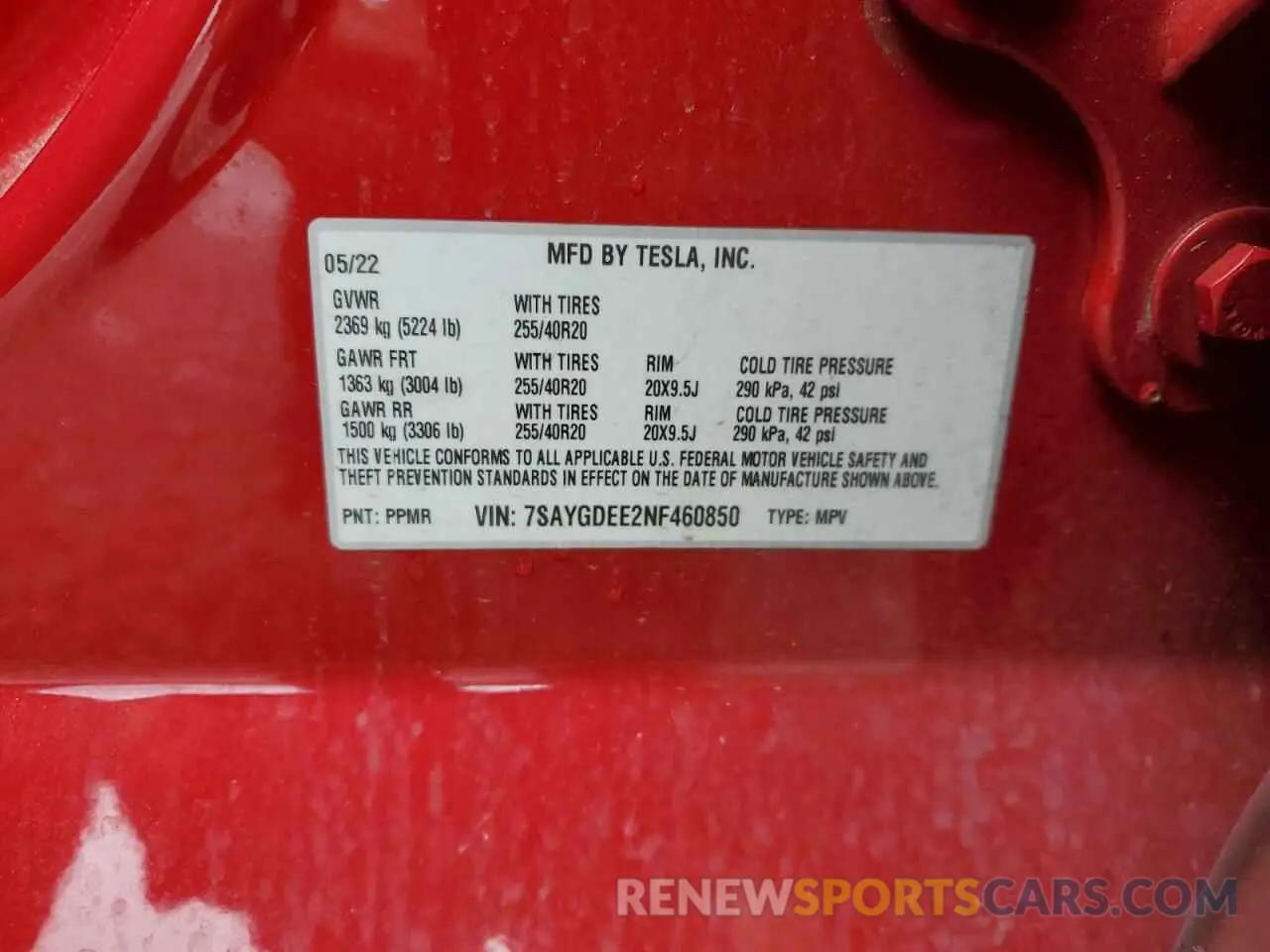 13 Photograph of a damaged car 7SAYGDEE2NF460850 TESLA MODEL Y 2022