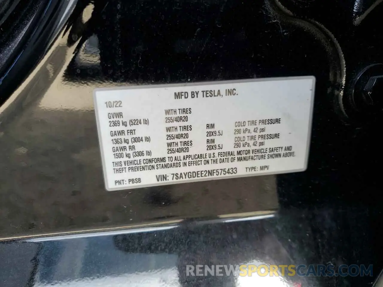 13 Photograph of a damaged car 7SAYGDEE2NF575433 TESLA MODEL Y 2022