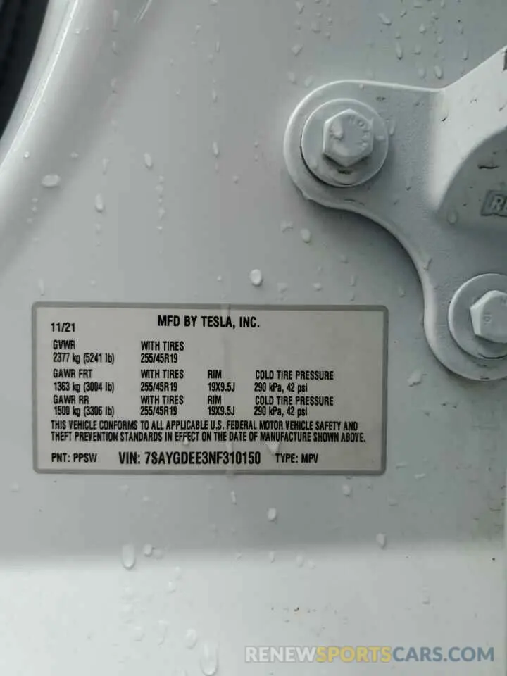 13 Photograph of a damaged car 7SAYGDEE3NF310150 TESLA MODEL Y 2022