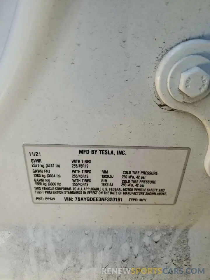 13 Photograph of a damaged car 7SAYGDEE3NF320161 TESLA MODEL Y 2022
