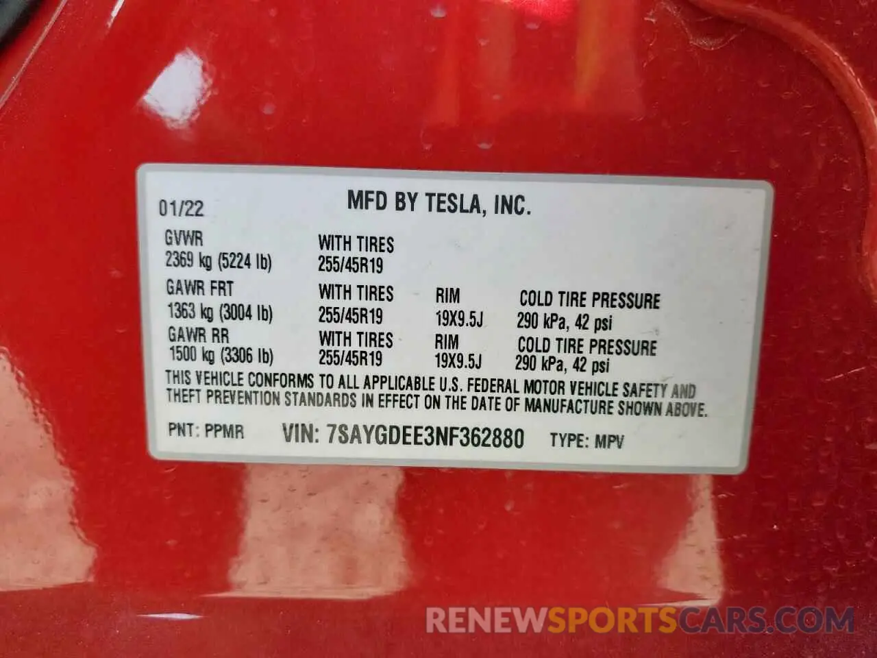 14 Photograph of a damaged car 7SAYGDEE3NF362880 TESLA MODEL Y 2022