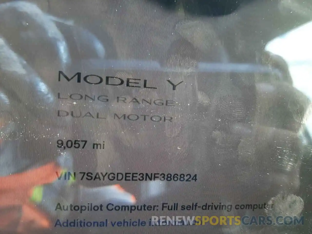 8 Photograph of a damaged car 7SAYGDEE3NF386824 TESLA MODEL Y 2022