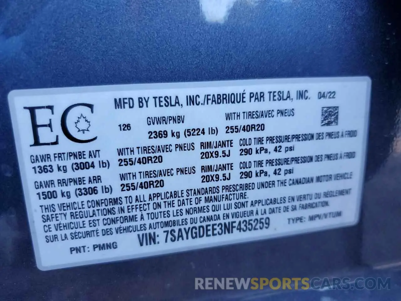 13 Photograph of a damaged car 7SAYGDEE3NF435259 TESLA MODEL Y 2022