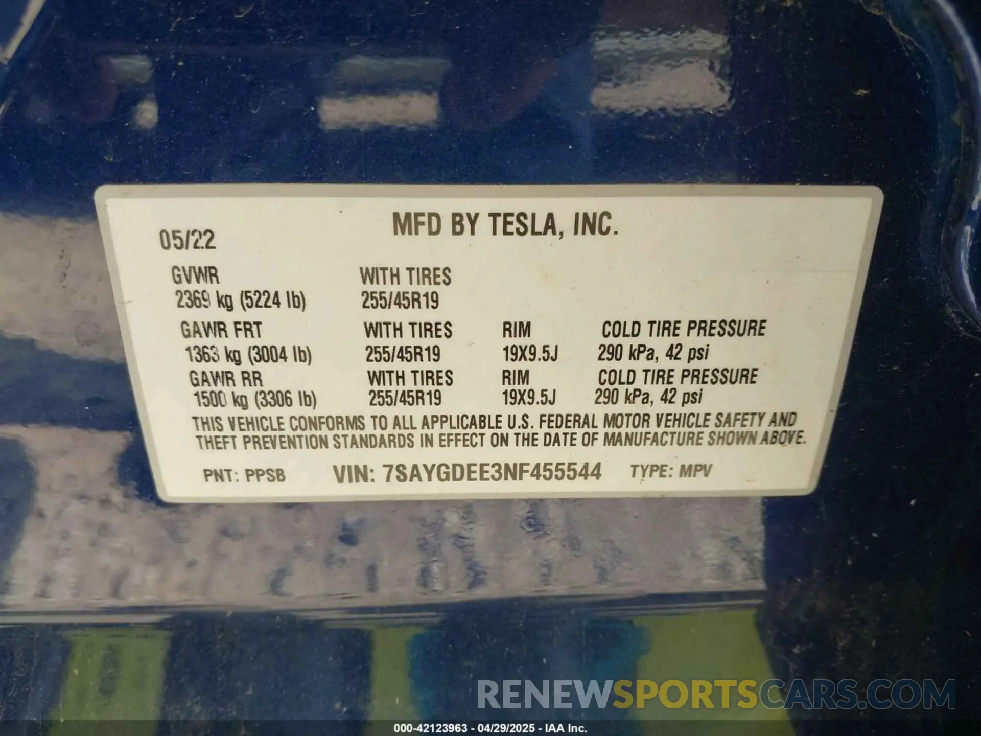 9 Photograph of a damaged car 7SAYGDEE3NF455544 TESLA MODEL Y 2022