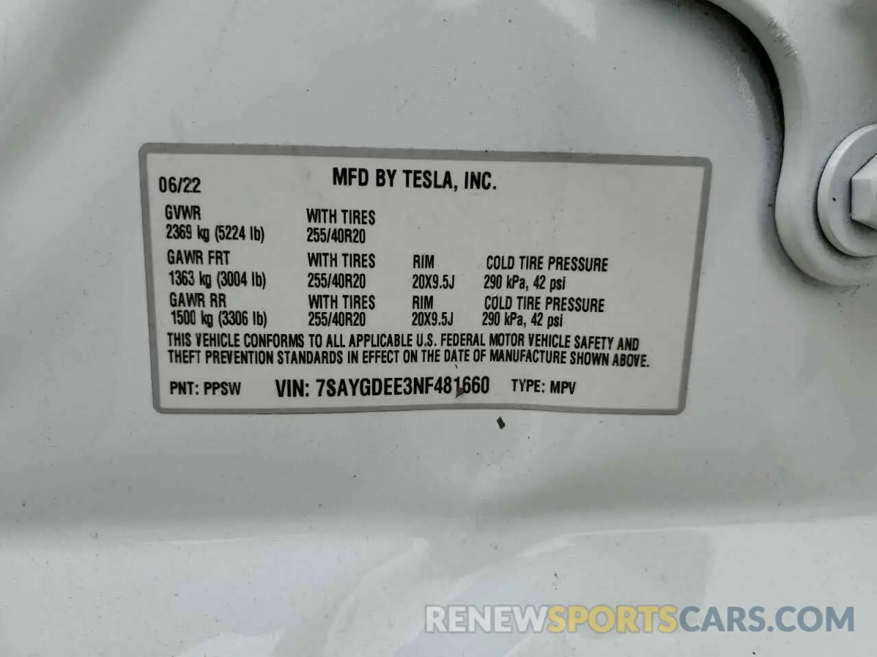13 Photograph of a damaged car 7SAYGDEE3NF481660 TESLA MODEL Y 2022