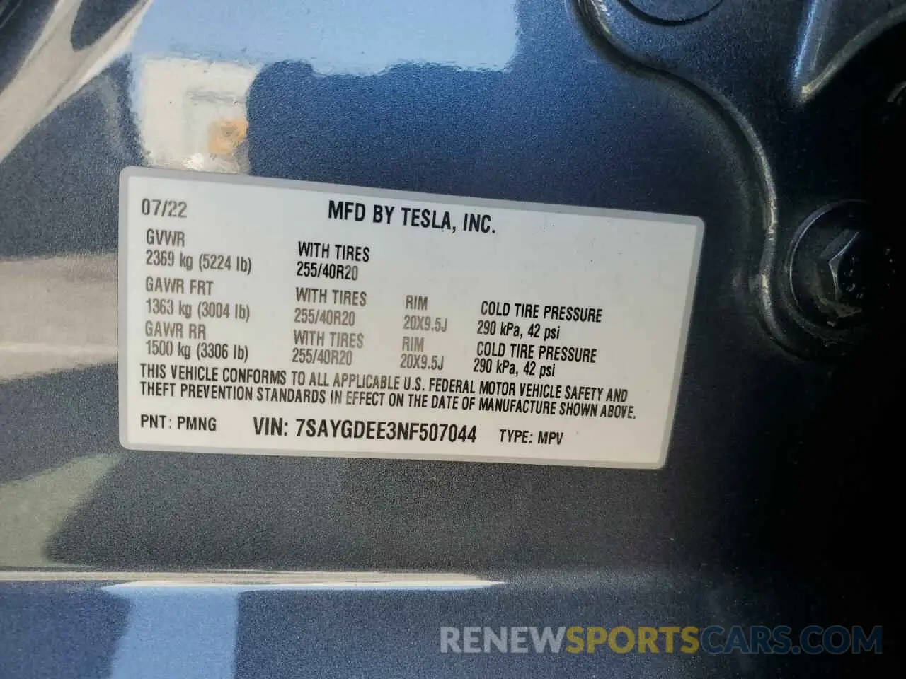 14 Photograph of a damaged car 7SAYGDEE3NF507044 TESLA MODEL Y 2022