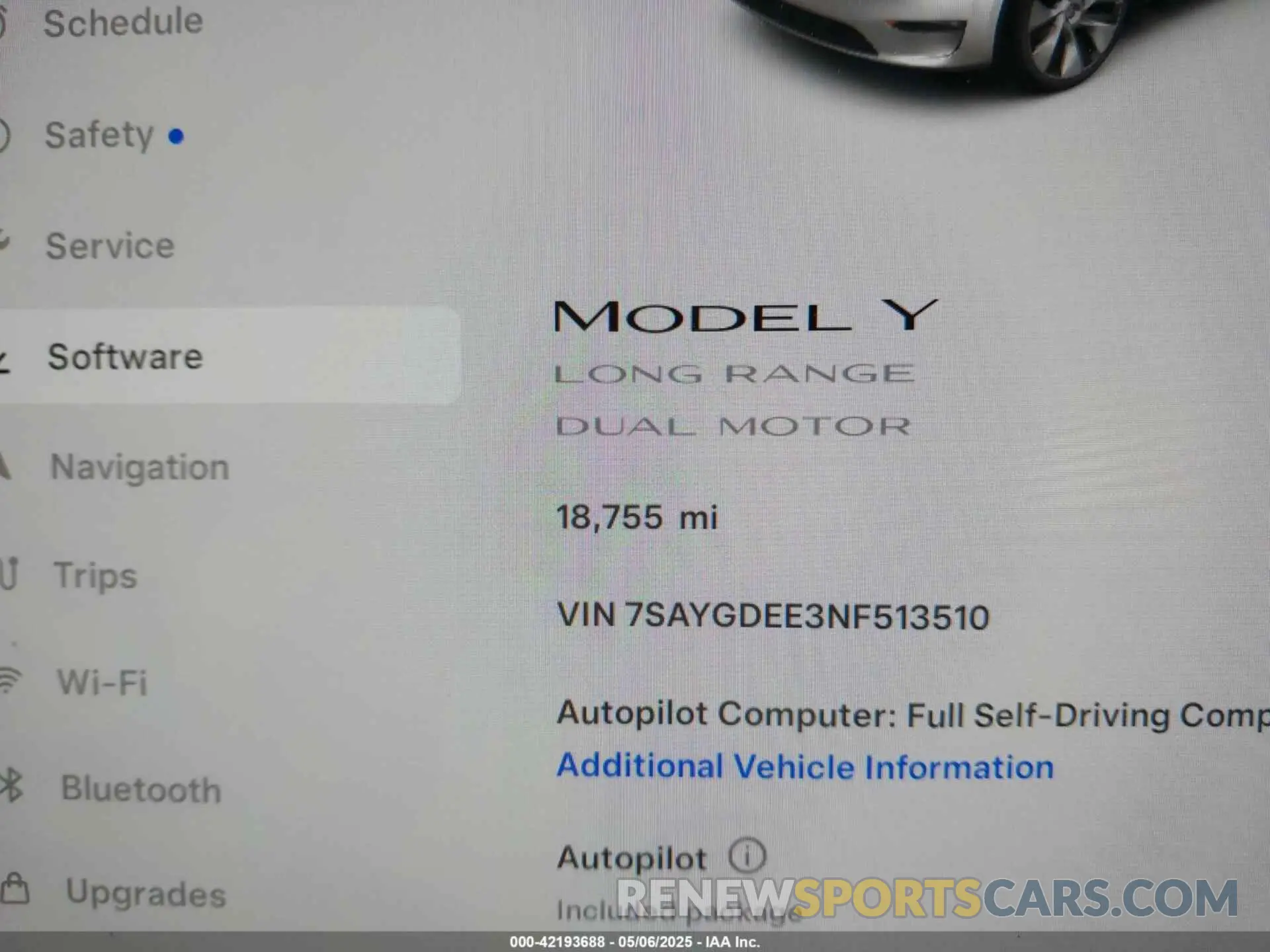 7 Photograph of a damaged car 7SAYGDEE3NF513510 TESLA MODEL Y 2022