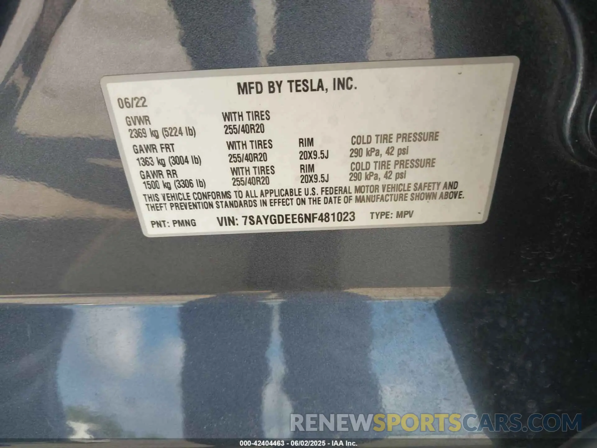 8 Photograph of a damaged car 7SAYGDEE3NF565428 TESLA MODEL Y 2022