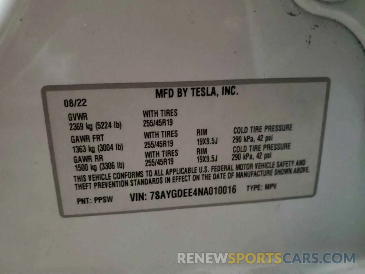 13 Photograph of a damaged car 7SAYGDEE4NA010016 TESLA MODEL Y 2022