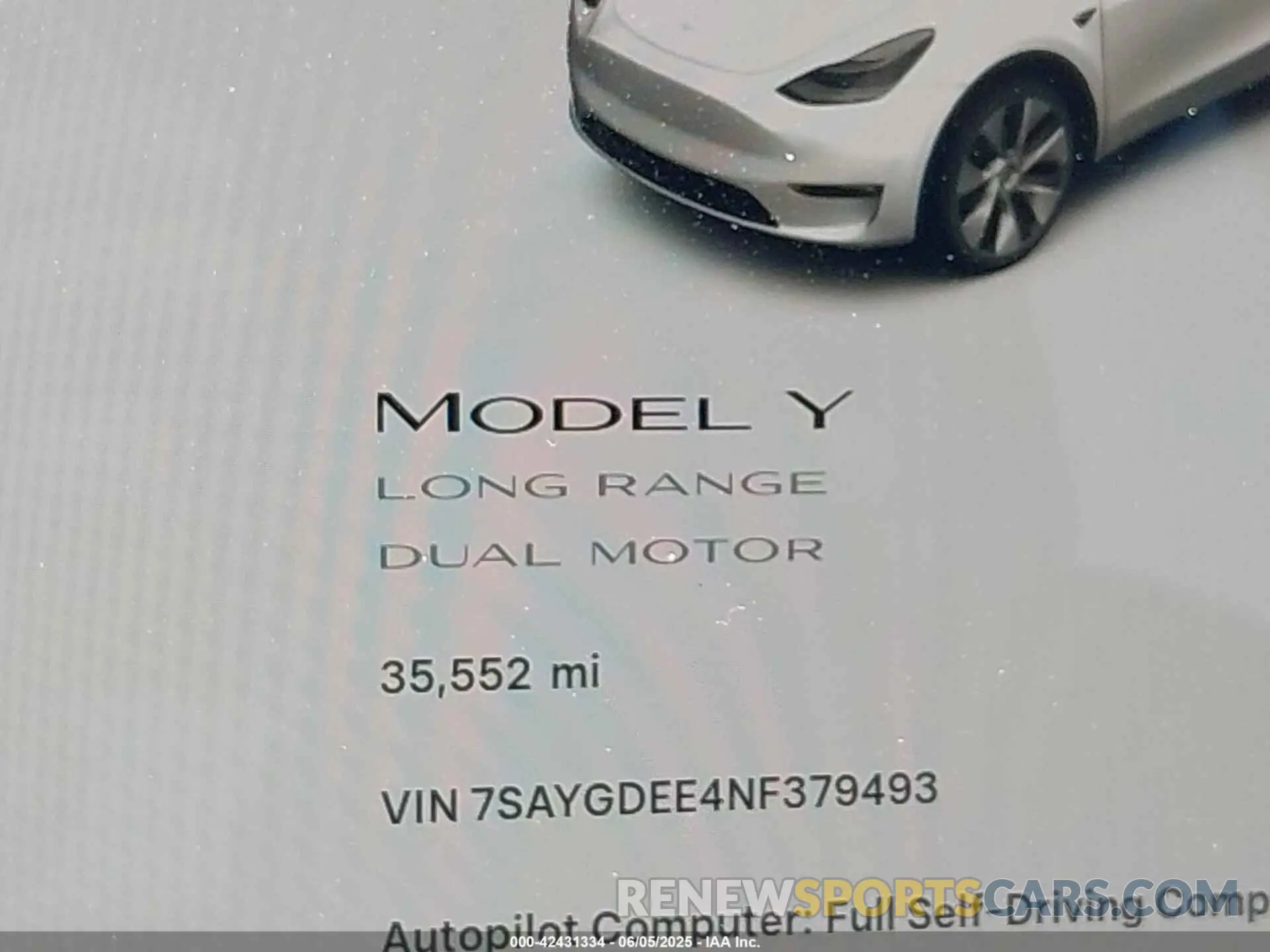 15 Photograph of a damaged car 7SAYGDEE4NF379493 TESLA MODEL Y 2022