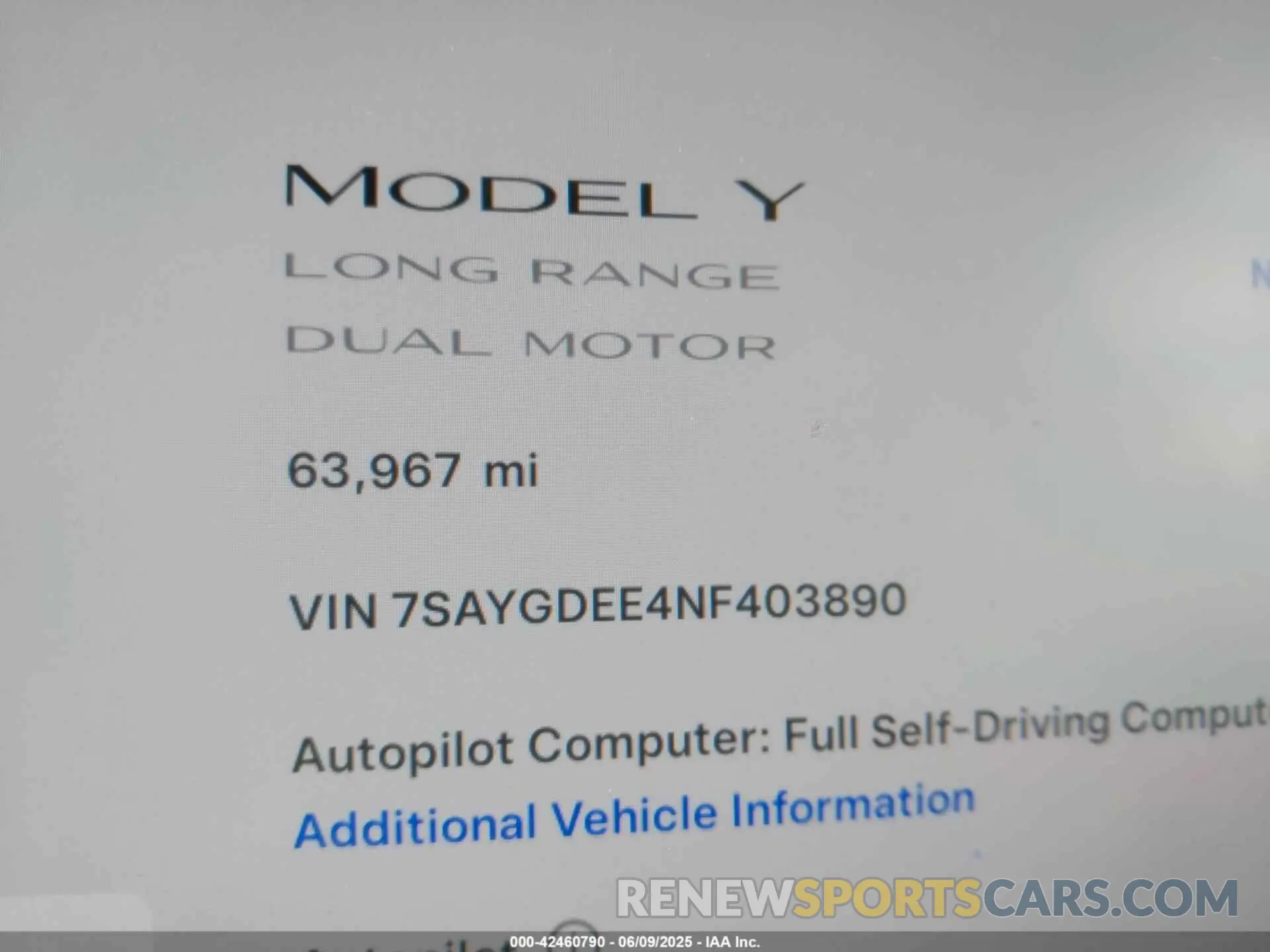 16 Photograph of a damaged car 7SAYGDEE4NF403890 TESLA MODEL Y 2022