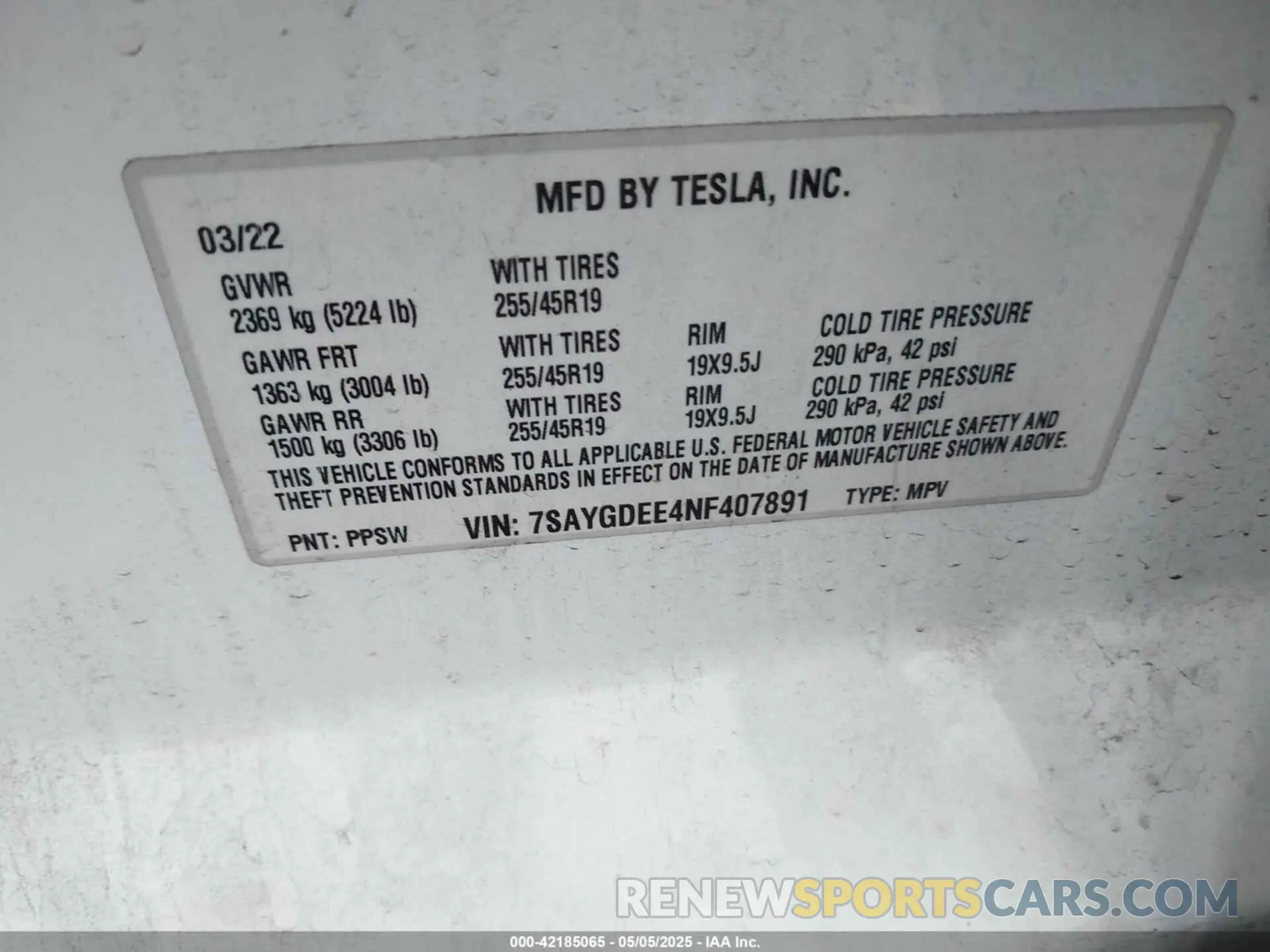 9 Photograph of a damaged car 7SAYGDEE4NF407891 TESLA MODEL Y 2022