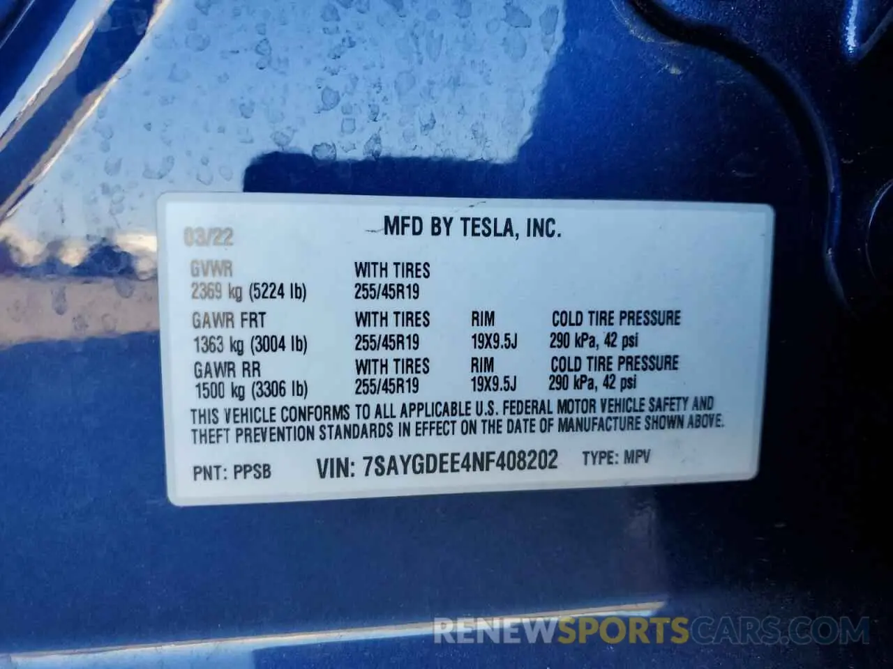 14 Photograph of a damaged car 7SAYGDEE4NF408202 TESLA MODEL Y 2022