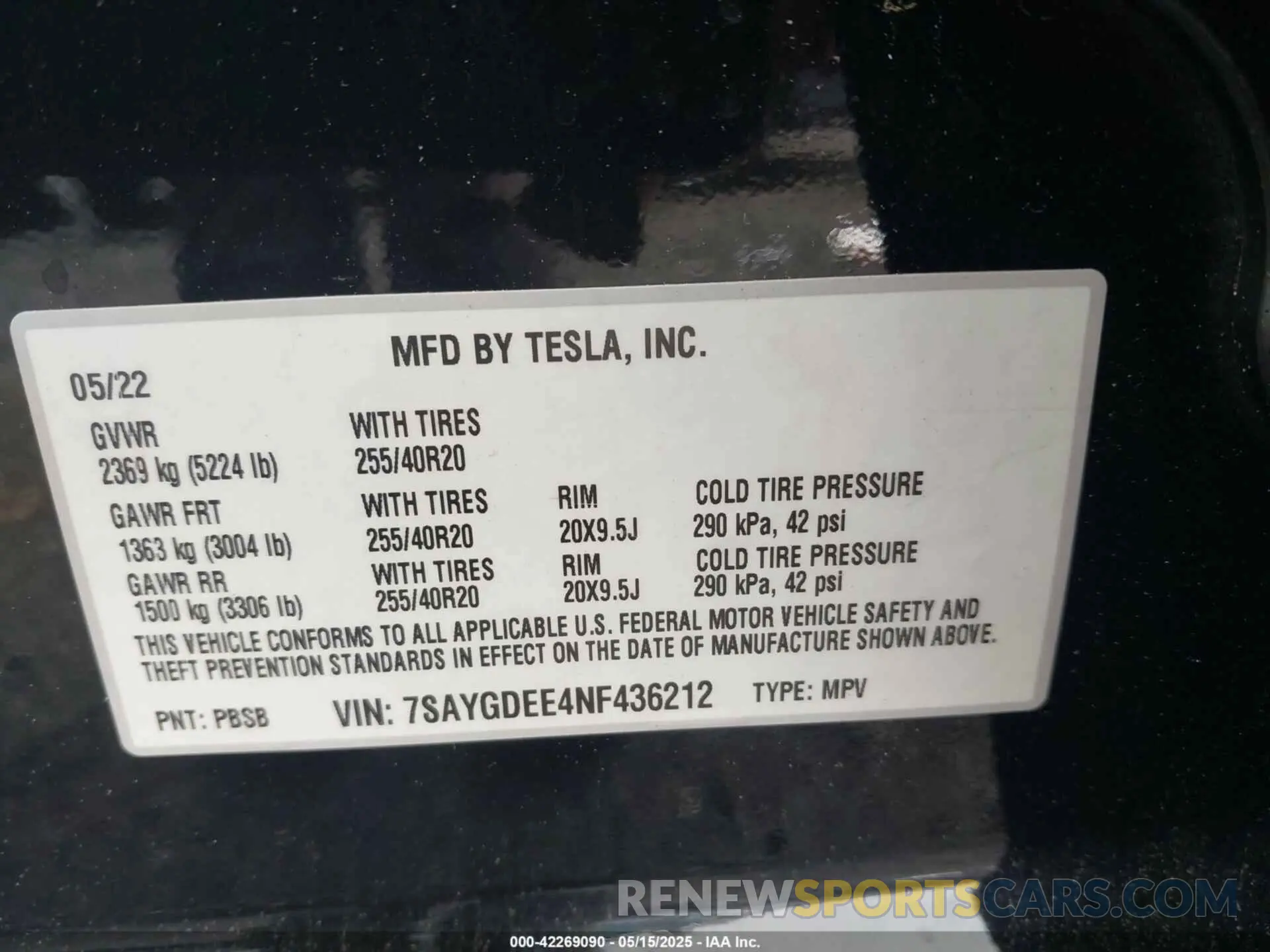 9 Photograph of a damaged car 7SAYGDEE4NF436212 TESLA MODEL Y 2022