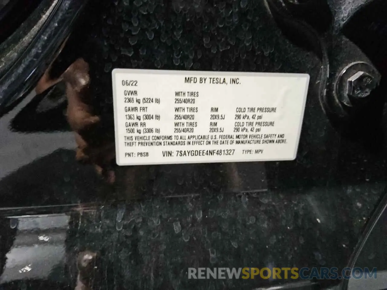 14 Photograph of a damaged car 7SAYGDEE4NF481327 TESLA MODEL Y 2022