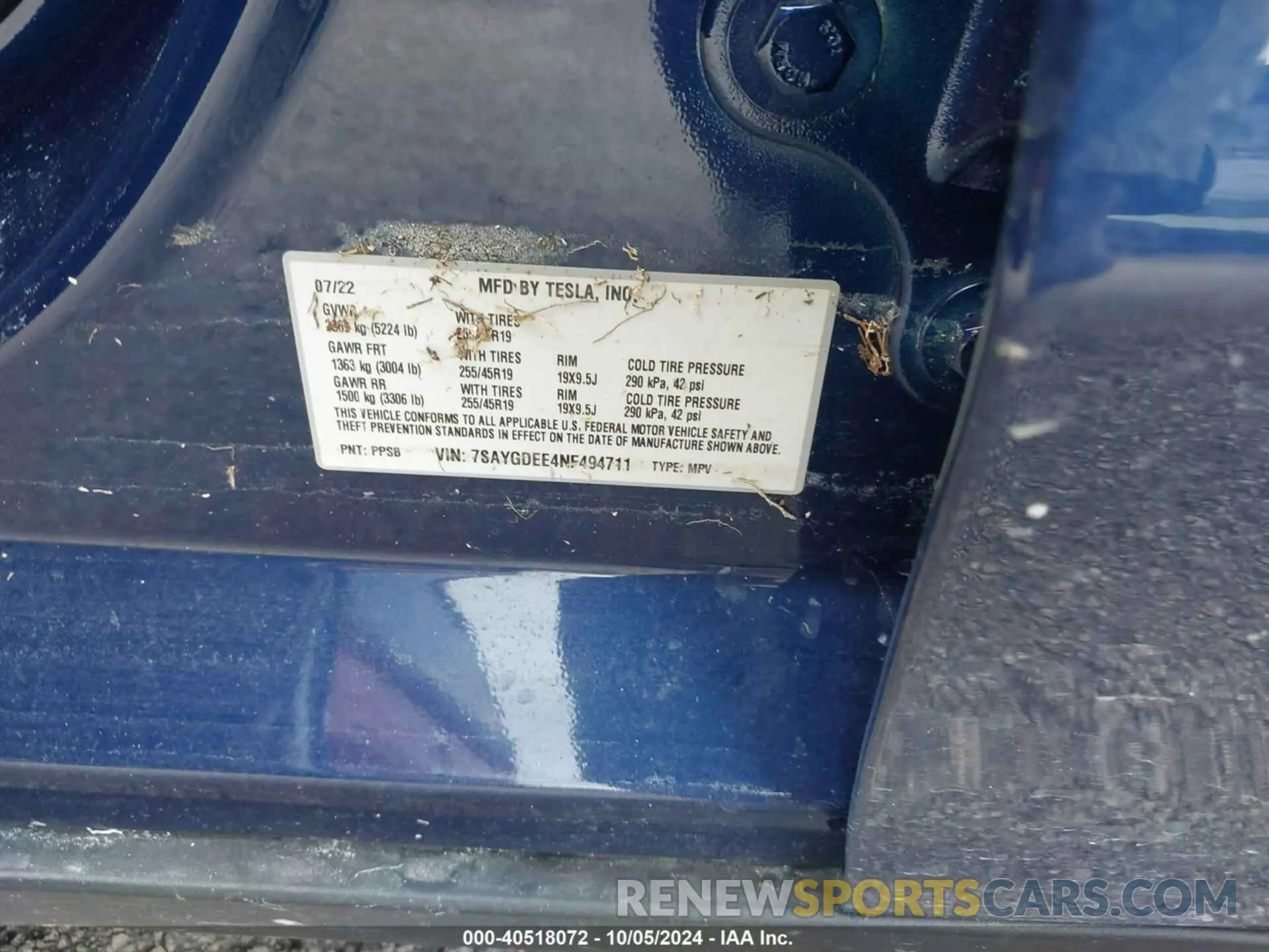 9 Photograph of a damaged car 7SAYGDEE4NF494711 TESLA MODEL Y 2022