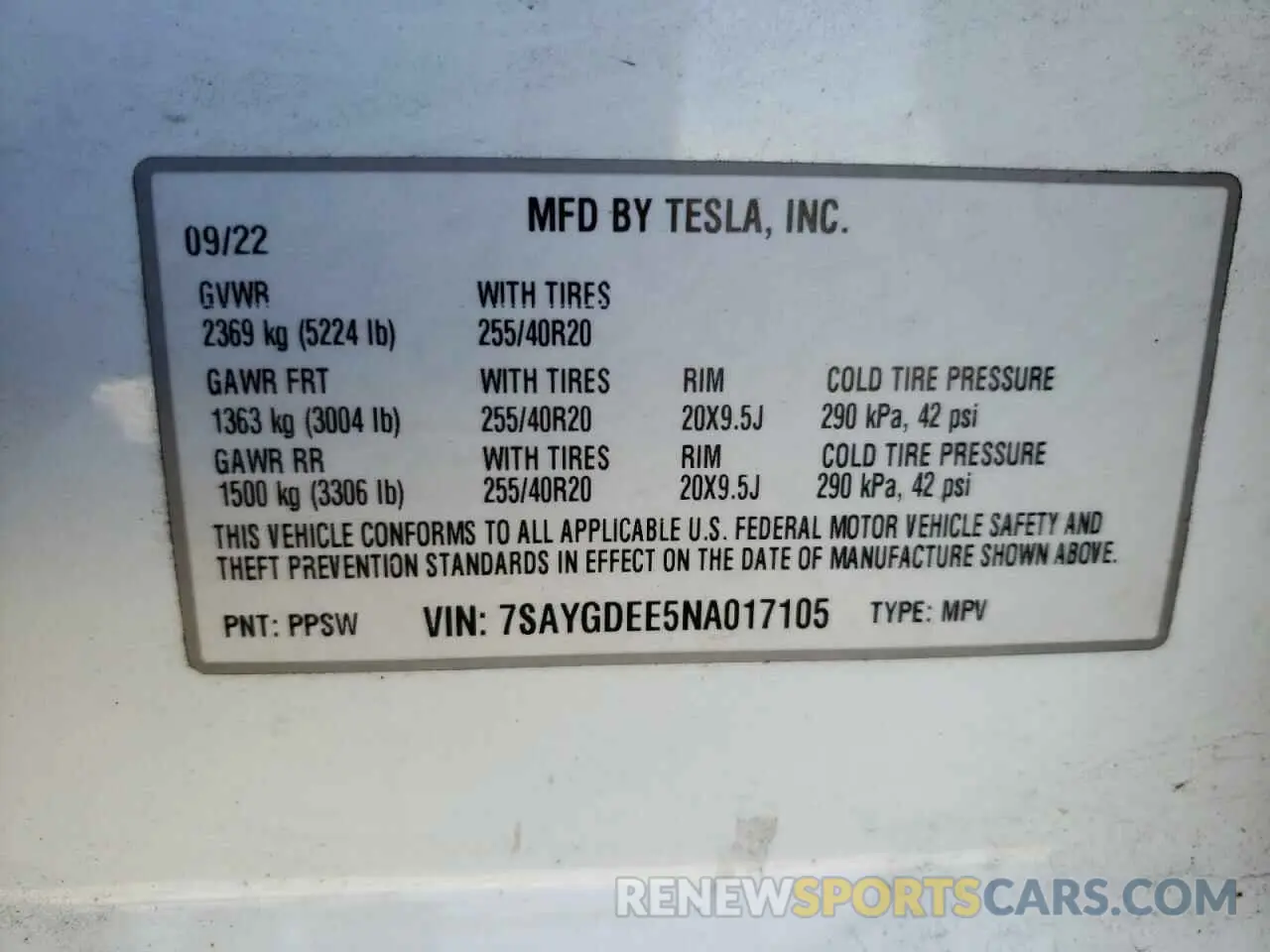 13 Photograph of a damaged car 7SAYGDEE5NA017105 TESLA MODEL Y 2022