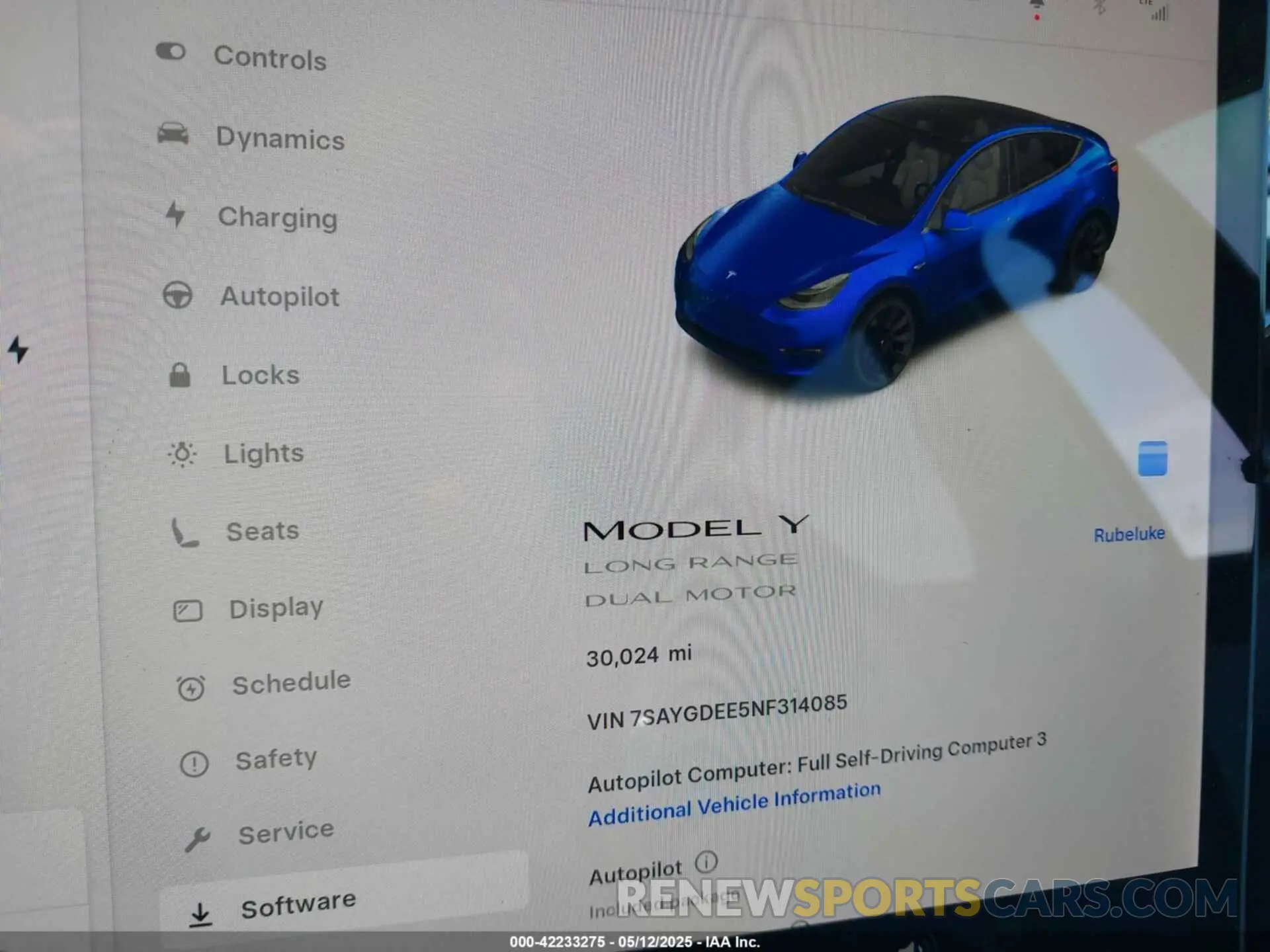 7 Photograph of a damaged car 7SAYGDEE5NF314085 TESLA MODEL Y 2022