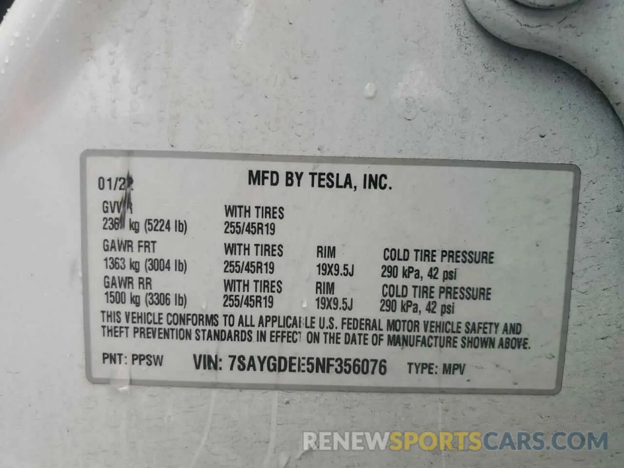 12 Photograph of a damaged car 7SAYGDEE5NF356076 TESLA MODEL Y 2022