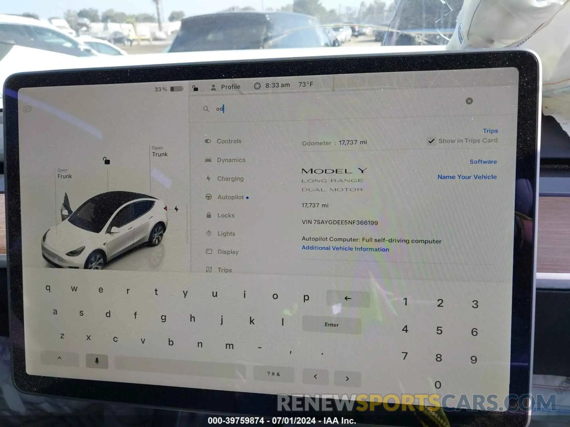 7 Photograph of a damaged car 7SAYGDEE5NF366199 TESLA MODEL Y 2022