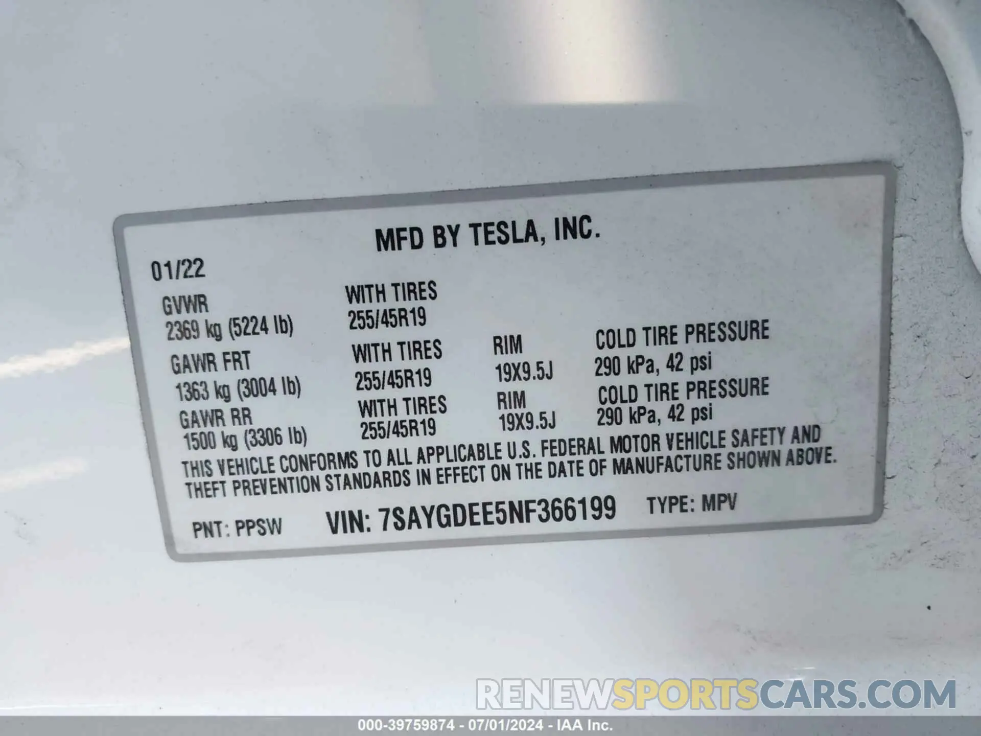 9 Photograph of a damaged car 7SAYGDEE5NF366199 TESLA MODEL Y 2022